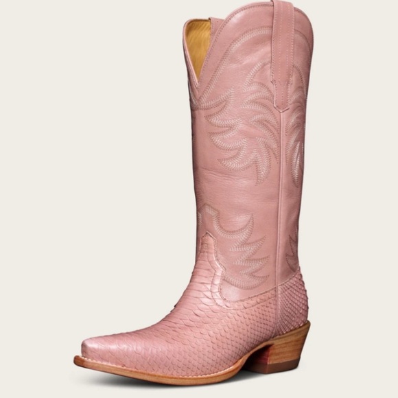 Tecovas Shoes - Tecovas Annie Dusty Rose Python Boots 6.5